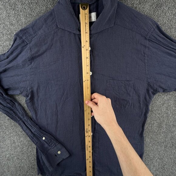 Eton CHELSEA Soft Dark Blue Medium Slim Long Sleeve Button Up Shirt Men Cotton - Picture 2 of 16